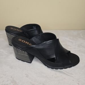 Sorel Nadia Mule Sandal Black/White Size 9